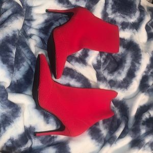 Fashion Nova red heel booties